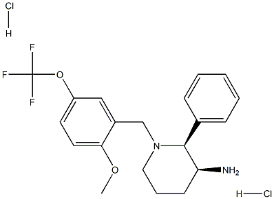 (2S,3S)-N-[[2-Methoxy-5-(trifluoromethoxy)phenyl]methyl]-2-phenyl-3-piperidinamine dihydrochloride Structure