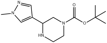 1-Piperazinecarboxylic acid, 3-(1-methyl-1H-pyrazol-4-yl)-, 1,1-dimethylethyl ester 结构式