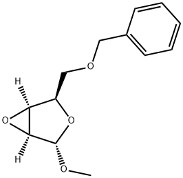 メチル2,3-アンヒドロ-5-O-ベンジル-α-D-リキソフラノシド 化学構造式