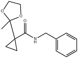N-苄基-1-(2-甲基-1,3-二氧戊环-2-基)环丙烷-1-甲酰胺, 147011-40-3, 结构式