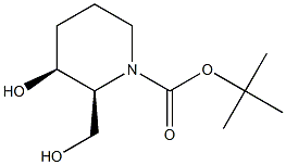 tert-butyl (2S,3S)-3-hydroxy-2-(hydroxymethyl)piperidine-1-carboxylate Struktur