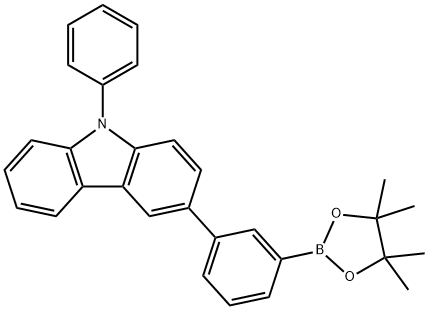 9-phenyl-3-(3-(4,4,5,5-tetramethyl-1,3,2-dioxaborolan-2-yl)phenyl)-9H-carbazole Struktur