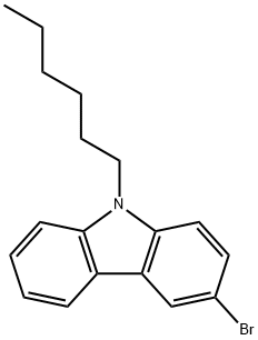3-ブロモ-9-ヘキシル-9H-カルバゾール 化学構造式