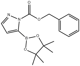 5-(4,4,5,5-Tetramethyl-[1,3,2]dioxaborolan-2-yl)-pyrazole-1-carboxylic acid benzyl ester Structure
