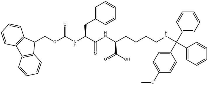 L-Lysine, N-[(9H-fluoren-9-ylmethoxy)carbonyl]- L-phenylalanyl-N6-[(4- methoxyphenyl)diphenylmethyl]-,159857-62-2,结构式