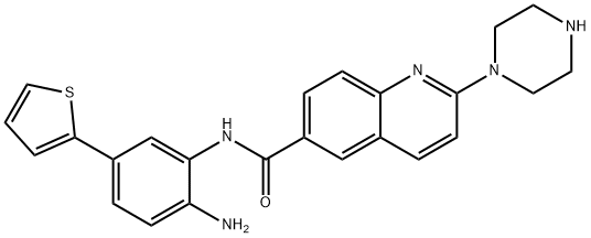 N-(2-AMINO-5-(THIOPHEN-2-YL)PHENYL)-2-(PIPERAZIN-1-YL)QUINOLINE-6-CARBOXAMIDE,1609389-52-7,结构式