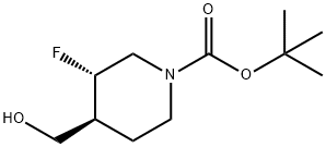 tert-butyl (3S,4S)-3-fluoro-4-(hydroxymethyl)piperidine-1-carboxylate Struktur