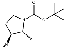 1-Pyrrolidinecarboxylic acid, 3-amino-2-methyl-, 1,1-dimethylethyl ester, (2R,3S)- Structure