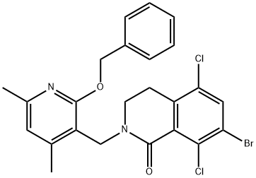 2-((2-(benzyloxy)-4,6-dimethylpyridin-3-yl)methyl)-7-bromo-5,8-dichloro-3,4-dihydroisoquinolin-1(2H)-one Structure