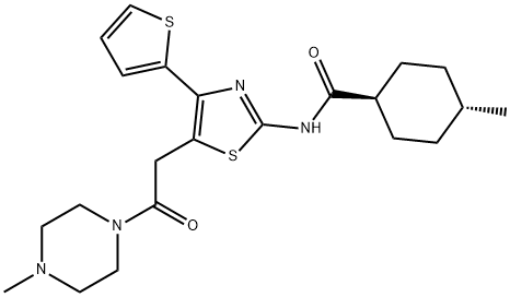 TRANS-4-METHYL-N-[5-[2-(4-METHYLPIPERAZIN-1-YL)-2-OXOETHYL]-4-(2-THIENYL)-1,3-THIAZOL-2-YL]CYCLOHEXANECARBOXAMIDE Structure