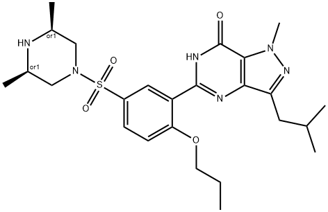 5-[5-[(3S,5R)-3,5-dimethylpiperazin-1-yl]sulfonyl-2-propoxyphenyl]-1-methyl-3-(2-methylpropyl)-4H-pyrazolo[4,3-d]pyrimidin-7-one,1621873-33-3,结构式