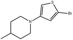 2-Bromo-4-(4-methylpiperidin-1-yl)thiophene, 1622842-94-7, 结构式
