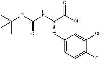 (S)-2-((叔丁氧基羰基)氨基)-3-(3-氯-4-氟苯基)丙酸, 1629658-18-9, 结构式