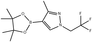 3-methyl-4-(4,4,5,5-tetramethyl-1,3,2-dioxaborolan-2-yl)-1-(2,2,2-trifluoroethyl)-1H-pyrazole Structure
