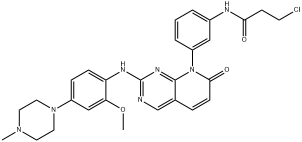 3-Chloro-N-(3-(2-((2-methoxy-4-(4-methylpiperazin-1-yl)phenyl)amino)-7-oxopyrido[2,3-d]pyrimidin-8(7H)-yl)phenyl)propanamide,1671094-97-5,结构式