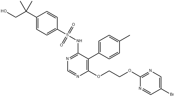 N-(6-(2-(5-bromopyrimidin-2-yloxy)ethoxy)-5-p-tolylpyrimidin-4-yl)-4-(1-hydroxy-2-methylpropan-2-yl)benzenesulfonamide,169679-53-2,结构式