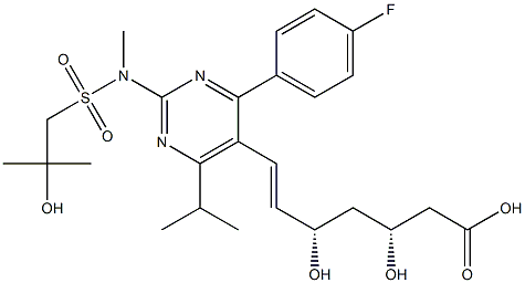 (3R,5S,E)-7-(4-(4-fluorophenyl)-2-((2-hydroxy-N,2-dimethylpropyl)sulfonamido)-6-isopropylpyrimidin-5-yl)-3,5-dihydroxyhept-6-enoic acid Structure