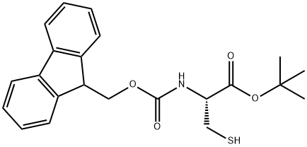 (R)-2-((((9H-芴-9-基)甲氧基)羰基)氨基)-3-巯基丙酸叔丁酯 结构式