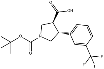 (3S,4R)-1-[(2-methylpropan-2-yl)oxycarbonyl]-4-[3-(trifluoromethyl)phenyl]pyrrolidine-3-carboxylic acid 结构式