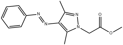 methyl (E)-2-(3,5-dimethyl-4-(phenyldiazenyl)-1H-pyrazol-1-yl)acetate Struktur