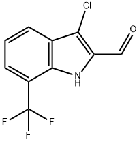 3-chloro-7-(trifluoromethyl)-1H-indole-2-carbaldehyde 结构式