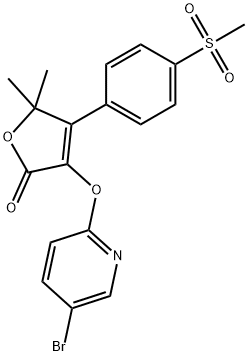 3-((5-Bromopyridin-2-yl)oxy)-5,5-dimethyl-4-(4-(methylsulfonyl)phenyl)furan-2(5H)-one Struktur