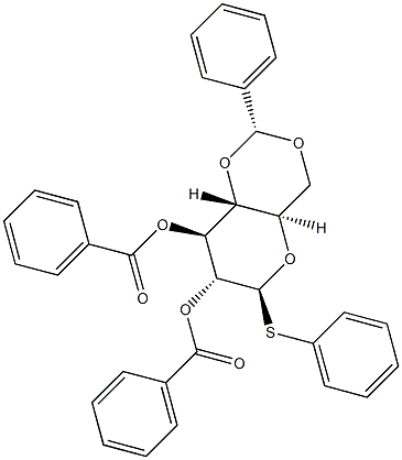 (2R,4aR,6S,7R,8S,8aR)-2-Phenyl-6-(phenylthio)hexahydropyrano[3,2-d][1,3]dioxine-7,8-diyl dibenzoate Struktur
