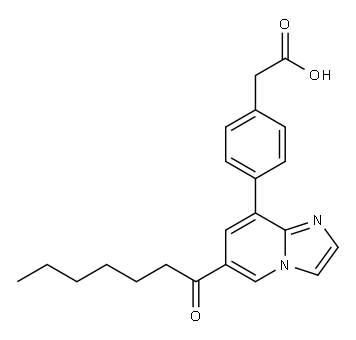 4-[6-(1-Oxoheptyl)imidazo[1,2-a]pyridin-8-yl]benzeneacetic acid Struktur