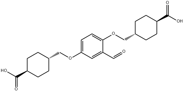 4,4'-[(2-formy-1,4-phenylene)bis(oxymethylene)]bis-cyclohexane carboxylic acid Structure