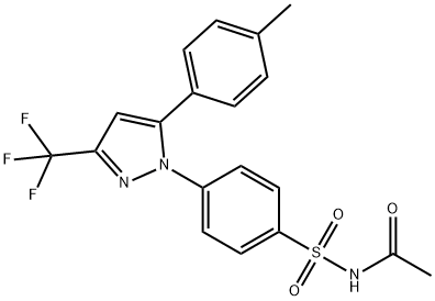 N-((4-(5-(p-tolyl)-3-(trifluoromethyl)-1H-pyrazol-1-yl)phenyl) sulfonyl)acetamide Struktur