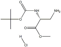 (R)-3-氨基-2-((叔丁氧羰基)氨基)丙酸甲酯盐酸盐, 1987681-60-6, 结构式