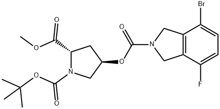 1-(Tert-butyl) 2-methyl (2S,4R)-4-((4-bromo-7-fluoroisoindoline-2-carbonyl)oxy)pyrrolidine-1,2-dicarboxylate Structure