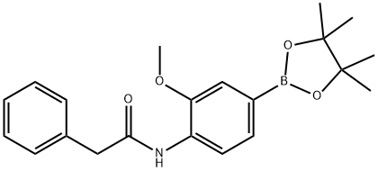 N-(2-methoxy-4-(4,4,5,5-tetramethyl-1,3,2-dioxaborolan-2-yl)phenyl)-2-phenylacetamide Struktur