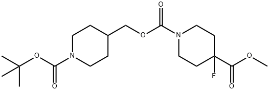 1,4-Piperidinedicarboxylic acid, 4-fluoro-, 1-[[1-[(1,1-dimethylethoxy)carbonyl]-4-piperidinyl]methyl] 4-methyl ester, 2055839-71-7, 结构式