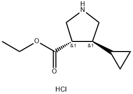 ethyl trans-4-cyclopropylpyrrolidine-3-carboxylate hydrochloride, 2055840-84-9, 结构式