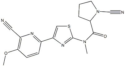 (S)-1-cyano-N-(4-(6-cyano-5-methoxypyridin-2-yl)thiazol-2-yl)-N-methylpyrrolidine-2-carboxamide, 2067332-64-1, 结构式