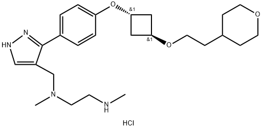 N1,N2-Dimethyl-N1-[[3-[4-[[trans-3-[2-(tetrahydro-2H-pyran-4-yl)ethoxy]cyclobutyl]oxy]phenyl]-1H-pyrazol-4-yl]methyl]-1,2-ethanediamine hydrochloride Structure