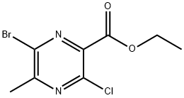 6-溴-3-氯-5-甲基吡嗪-2-甲酸乙酯, 2091009-80-0, 结构式