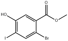 2-Bromo-5-hydroxy-4-iodo-benzoic acid methyl ester Struktur
