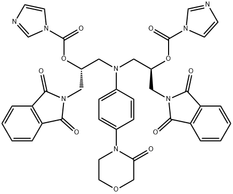 1H-Imidazole-1-carboxylic acid, (1R)-2-(1,3-dihydro-1,3-dioxo-2H-isoindol-2-yl)-1-[[[(2R)-3-(1,3-dihydro-1,3-dioxo-2H-isoindol-2-yl)-2-[(1H-imidazol-1-ylcarbonyl)oxy]propyl][4-(3-oxo-4-morpholinyl)phenyl]amino]methyl]ethyl ester Structure