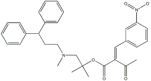 Butanoic acid, 2-[(3-nitrophenyl)methylene]-3-oxo-, 2-[(3,3-diphenylpropyl)methylamino]-1,1-dimethylethyl ester Structure