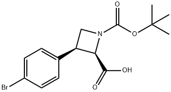 1,2-Azetidinedicarboxylic acid, 3-(4-bromophenyl)-, 1-(1,1-dimethylethyl) ester, (2R,3S)- 结构式