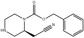 Benzyl (S)-2-(cyanomethyl)piperazine-1-carboxylate 化学構造式