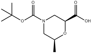 (2S,6S)-4-叔丁氧羰基-6-甲基吗啉-2-羧酸, 2165414-92-4, 结构式
