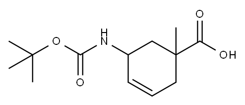 5-((tert-butoxycarbonyl)amino)-1-methylcyclohex-3-enecarboxylic acid*,2177258-59-0,结构式