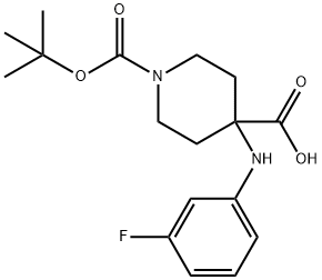 1-(tert-butoxycarbonyl)-4-((3-fluorophenyl)amino)piperidine-4-carboxylicacid* Structure