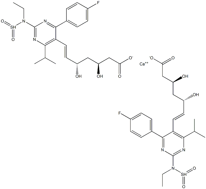 ((3S,5S,E)-7-(4-(4-fluorophenyl)-6-isopropyl-2-(N-methylmethyl
sulfonamido)pyrimidin-5-yl)-3,5-dihydroxyhept-6-enoate) calcium(II) Structure