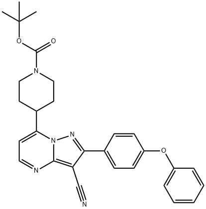 tert-butyl 4-(3-cyano-2-(4-phenoxyphenyl)pyrazolo[1,5-a]pyrimidin-7-yl)piperidine-1-carboxylate Structure