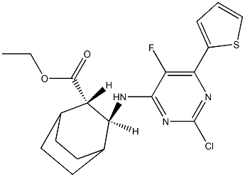 2190561-40-9 ethyl (2S,3S)-3-((2-chloro-5-fluoro-6-(thiophen-2-yl)pyrimidin-4-yl)amino)bicyclo[2.2.2]octane-2-carboxylate
