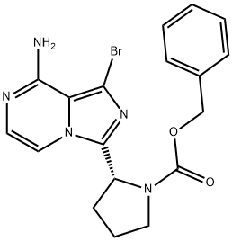 (2R)-2-(8-amino-1-bromoimidazo[1,5-a]pyrazin-3-yl)-1-Pyrrolidinecarboxylic acid phenylmethyl ester Struktur